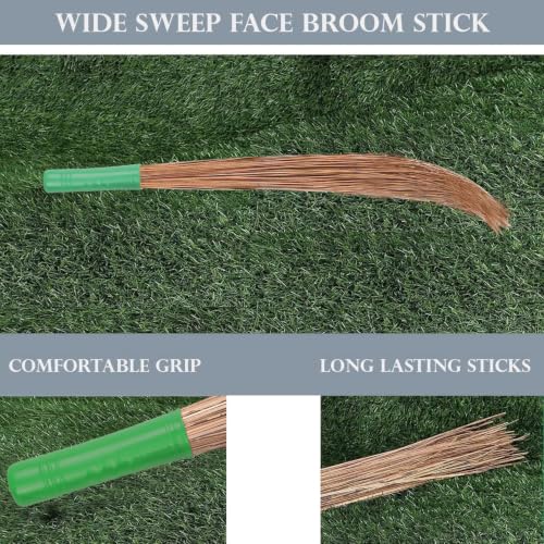 Image of Zureni Traditional Coconut Leaf Grass 40 inch Long Broomstick Washable Seekh Jhaadu with Firm & Comfortable Grip Ideal for Wet Surface Cleaning (Pack of 4, 400 Gm, Random Colors)