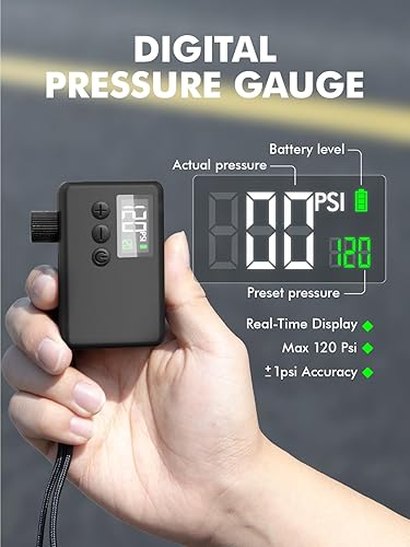 Miniatura 4 de Mini Bomba de Neumáticos de Bicicleta: Bomba Eléctrica Portátil Pequeña de Inflado Rápido para Válvulas Presta y Schrader, Bomba de Alta Presión