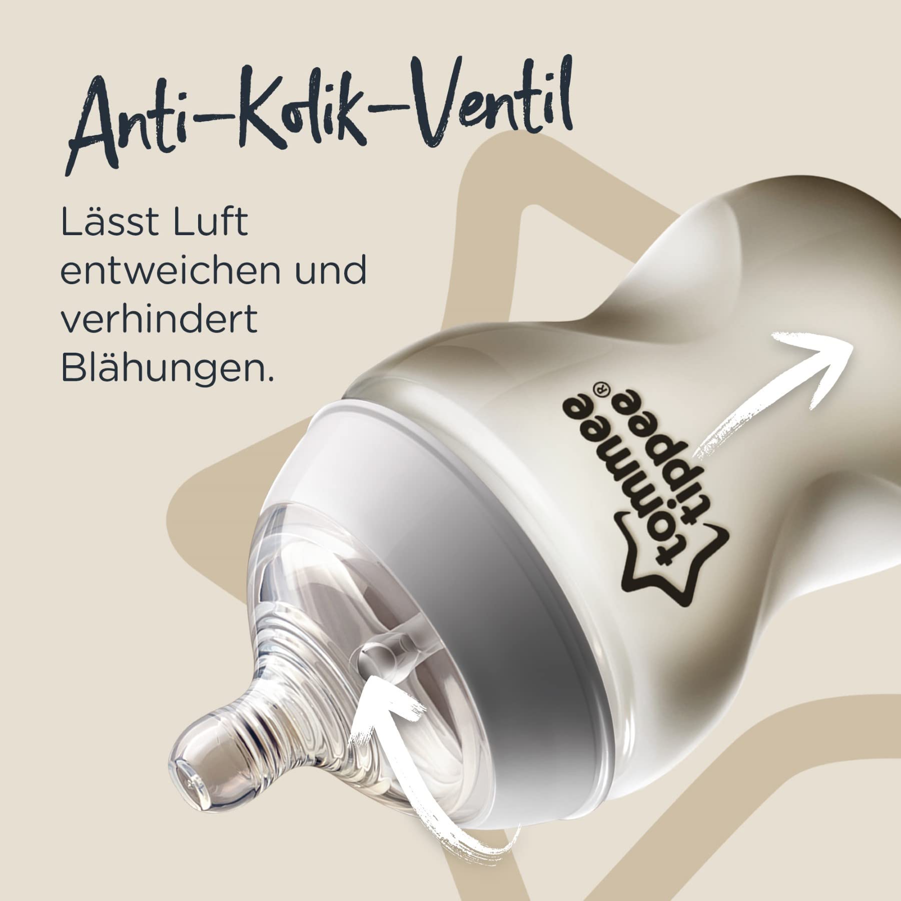 Tommee Tippee Closer to Nature Babyflaschen Starterset, Natürlich geformter Trinksauger mit Anti-Kolik-Ventil, Verschiedene Größen, Klar (Farbe und Design kann variieren)