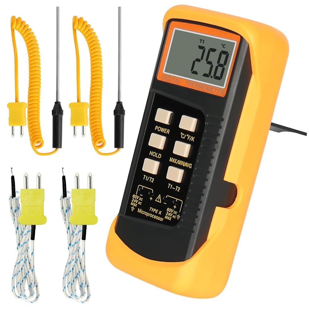 Littimoon Dual Channels Digital Thermometer, K Type Thermocouple, Thermocouples Display Temperature Tester