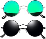 Joopin Lunettes de soleil rondes pour hommes Polarized Hippie rétro femmes Circle Lunettes de Soleil UV Shades circulaires de protection pour costume