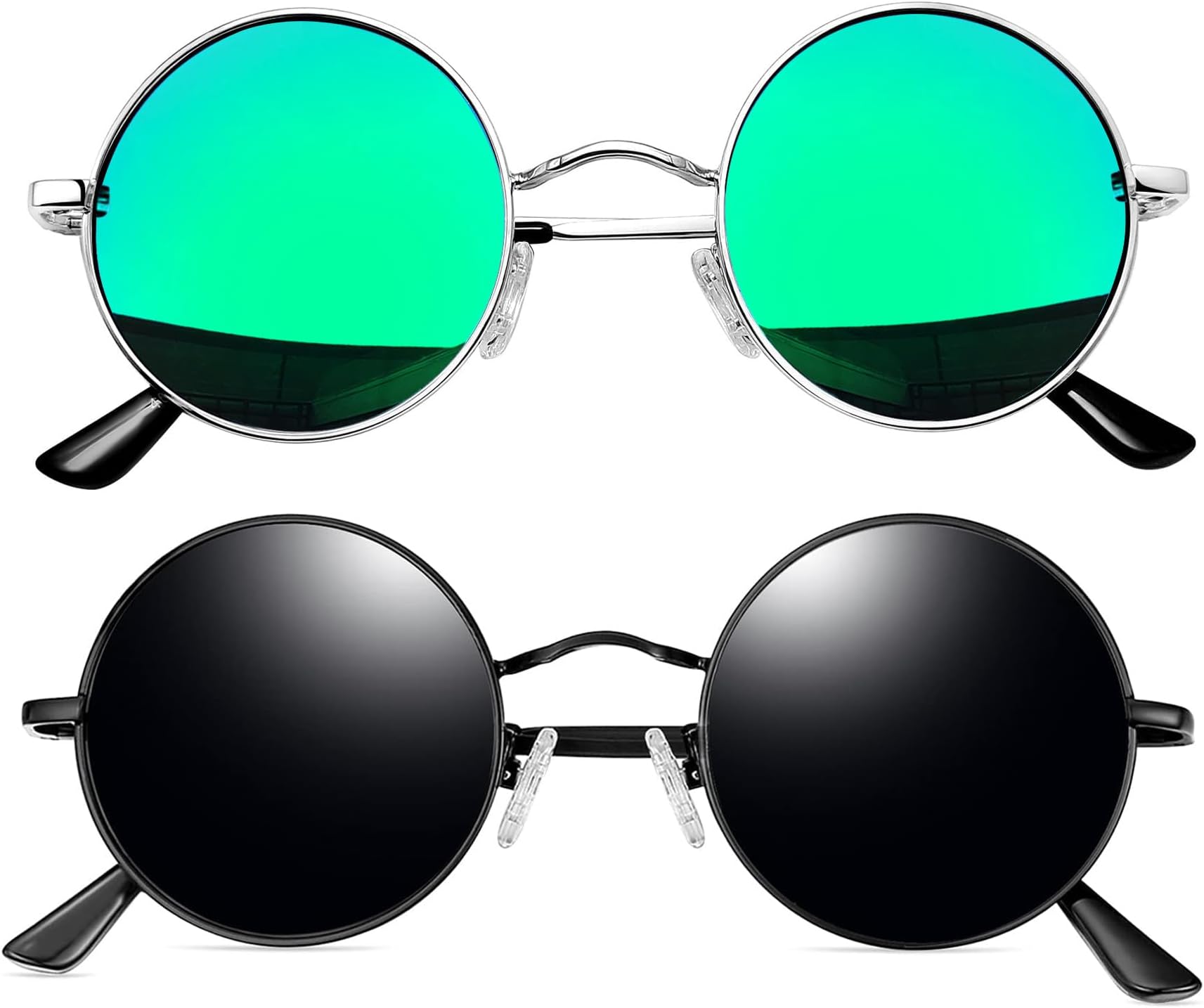 Hippie Round Sunglasses for Women Men Small Circle Sun Glasses Polarized UV400 Protection