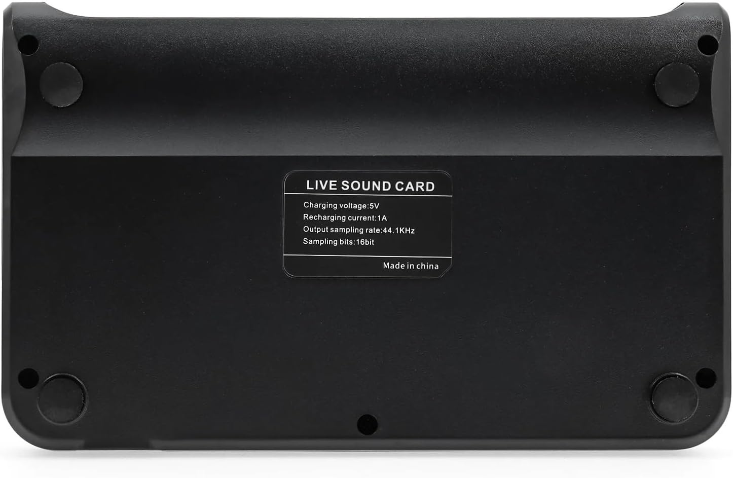 Bottom view of the GTORCZDF X60 Live Sound Card showing the product label with electrical specifications