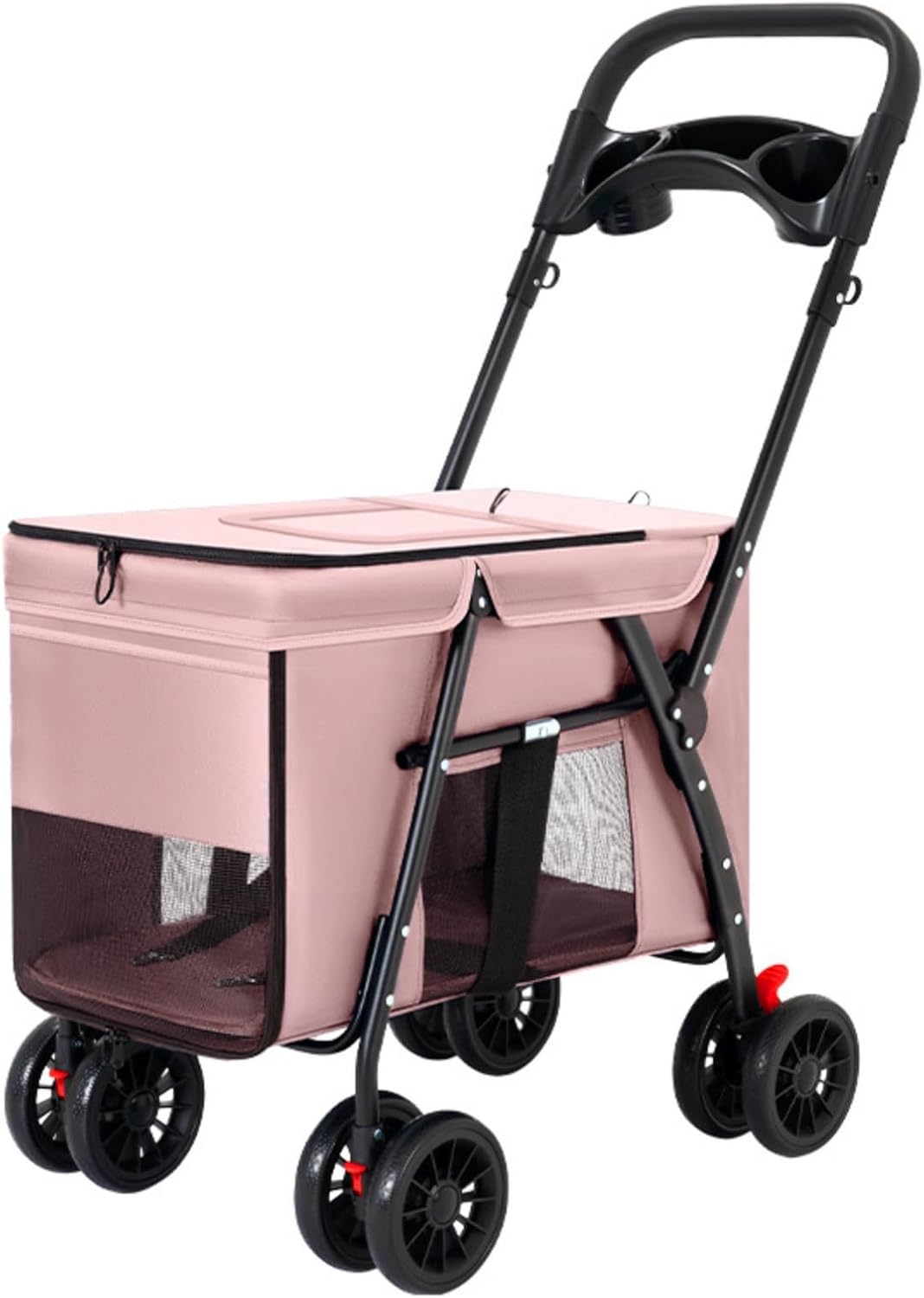 Auybuig 折りたたみ式 ペットカート 大型犬対応 ペットベビーカー 強化フレーム 滑り止めハンドル ブレーキ付き 多頭飼い対応