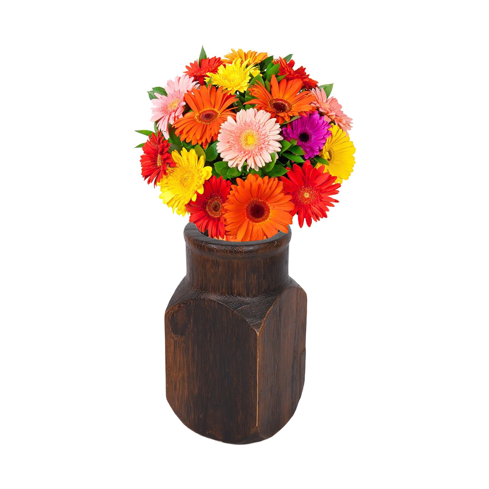 Yulokdwi Jarrón de Flores de Madera - Florero Ornamento De Escritorio - Jarrón Artístico Vintage para Dormitorio, Sala, Patio, Recibidor, Pasillo y Trabajo