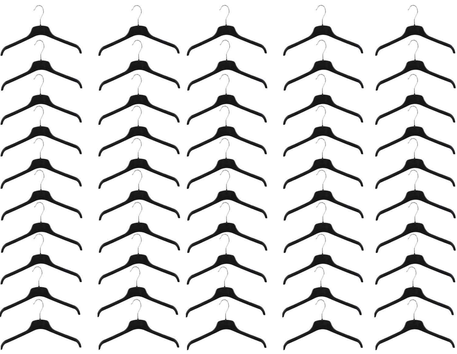 Multi Pack Strong Black Adult Plastic Coat Clothes Hangers - 45cm (17.50inches) (Black, 30) (100)