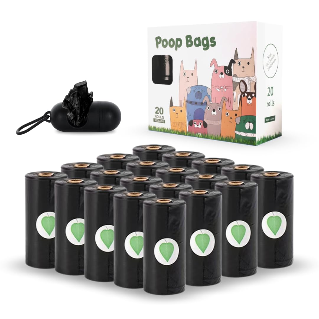 velvet london, Dog Poop Bags Rolls with Dispenser, 300 Poo Bags Dogs, Unscented