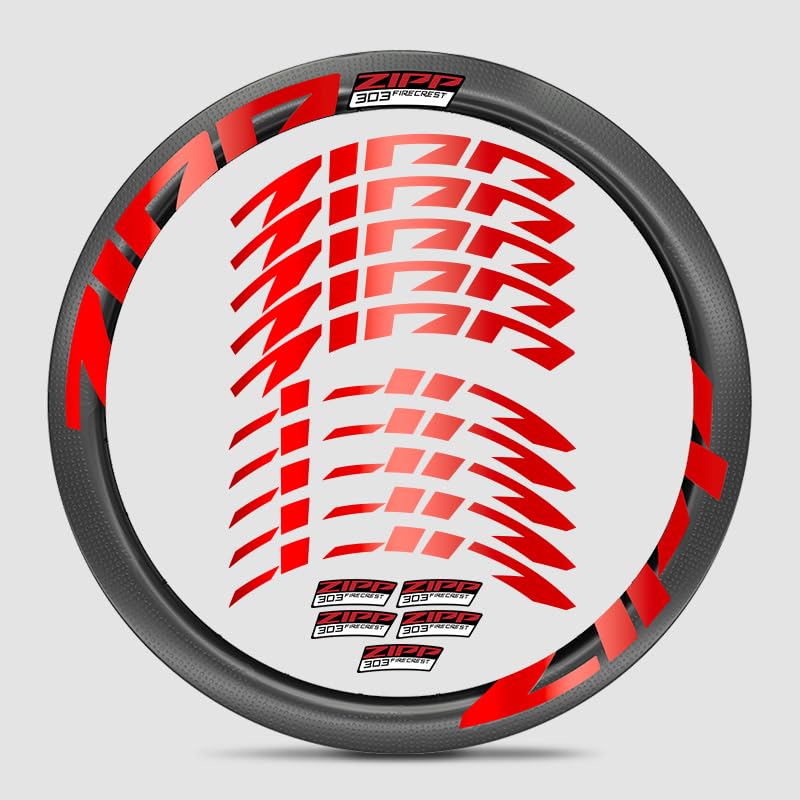 for Zipp Firecrest 303 Road Bike Carbon Wheel Decal Kit | Vivid Colors, Scratch-Resistant, Precision-Cut, UV-Protected (Super Bright Metal Flame red + Style 6)