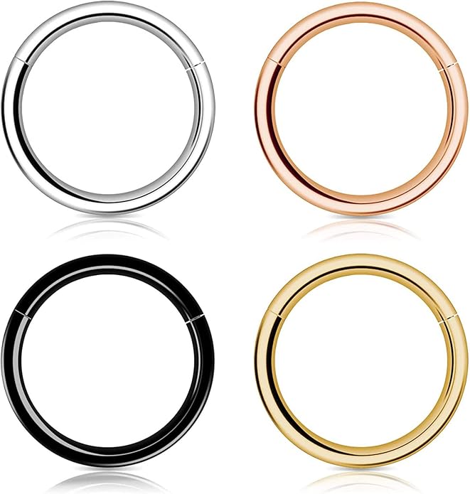 Milacolato 5 Pièces Piercing Nez Anneau Titan Millimètre 8/10/12mm Septum Clicker Boucle Multicolore Pour Daith Tragus Cartilage Lèvres - Bijoux Piercing Pour Femme Et Homme