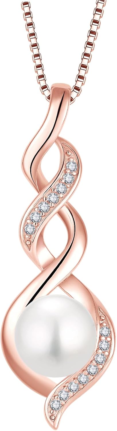 Pearl Necklace for Women 925 Sterling Silver Pearl Pendant Necklace Dainty Single Real Pearl Necklace Birthday Anniversary Jewelry Gifts for Wife Her