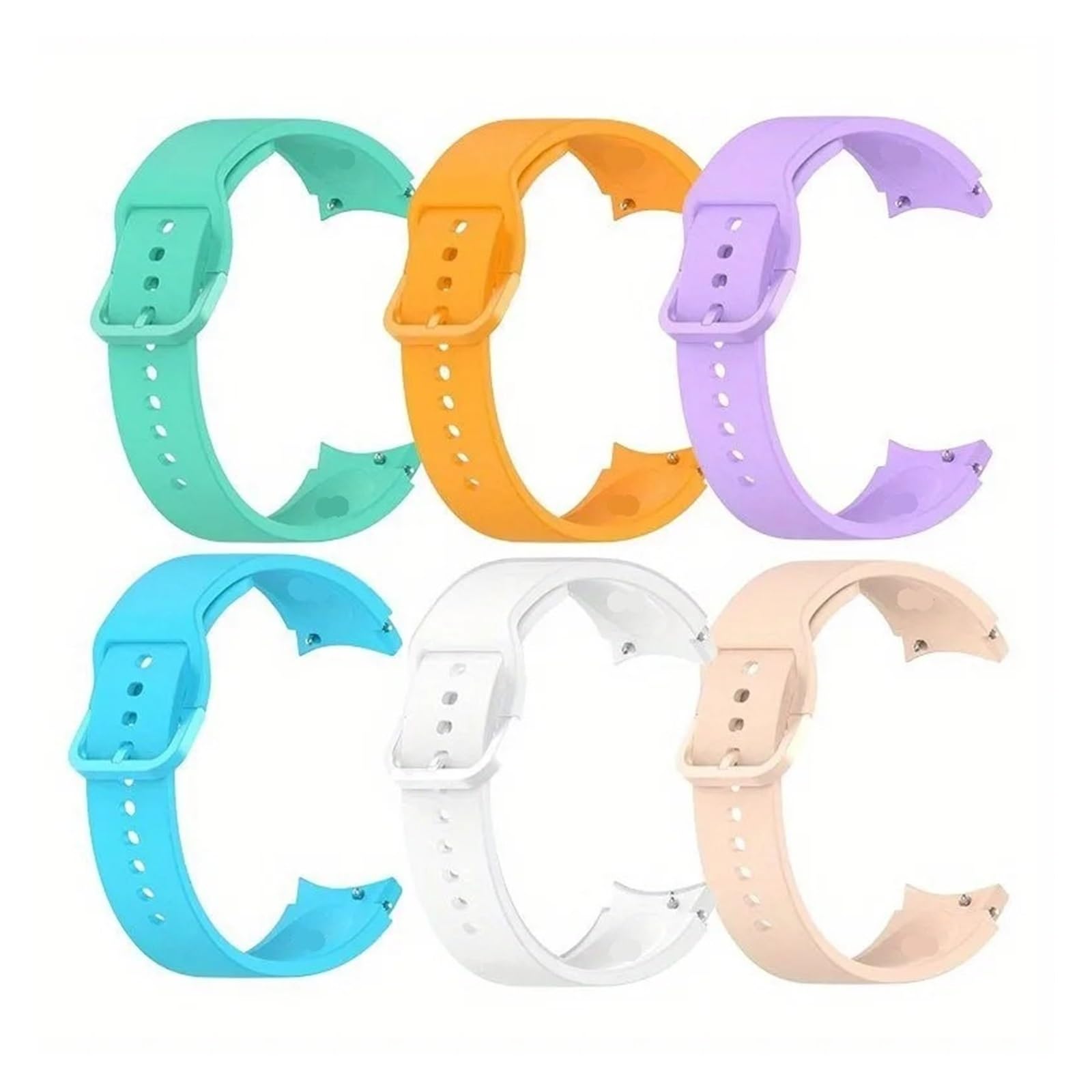 Lot de 6 bracelets de sport en silicone souple pour Galaxy Watch 4 5 6 40 mm 44 mm 43 mm 47 mm Watch 6 Classic 43/47 mm