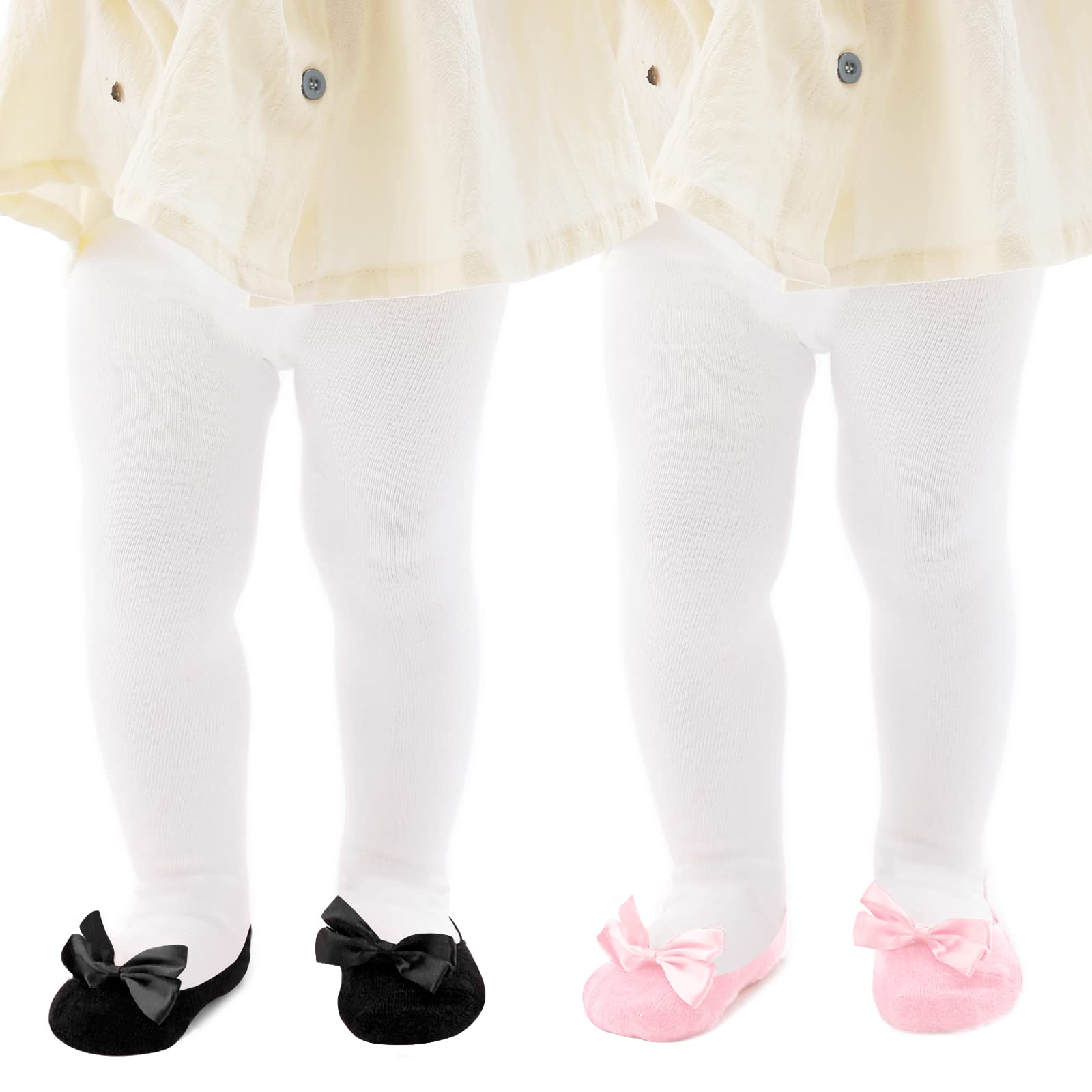 Baby Tights Non Slip Baby Girl Tights Plain/Shoe-Look Leggings Seamless Pantyhose Warm Cotton Leggings Non-Skid