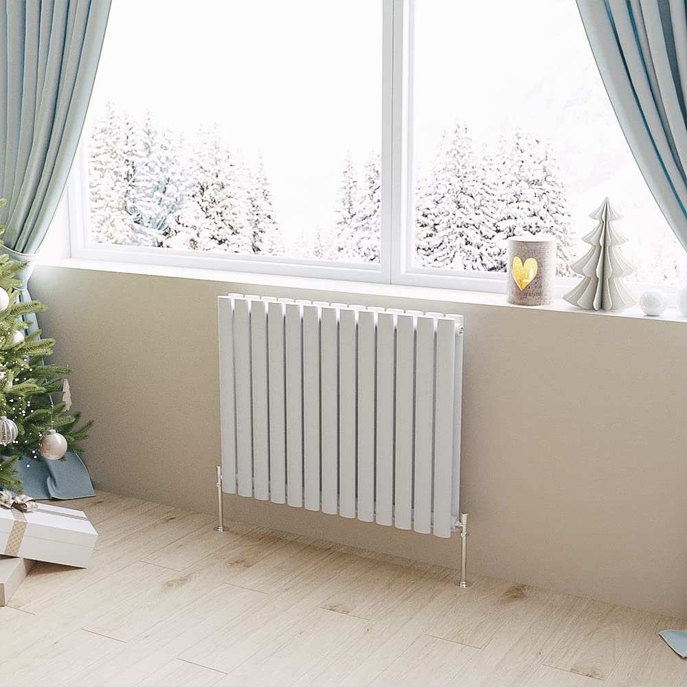 Horizontal Radiator Oval Column Designer Central Heating Rad 600x767mm Double White
