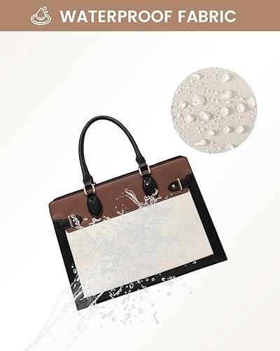 Miniatura 7 de LOVEVOOK Bolsa de trabajo para laptop de 15.6 pulgadas para mujer, maletín para computadora de negocios, bolsa de mano de piel sintética impermeable