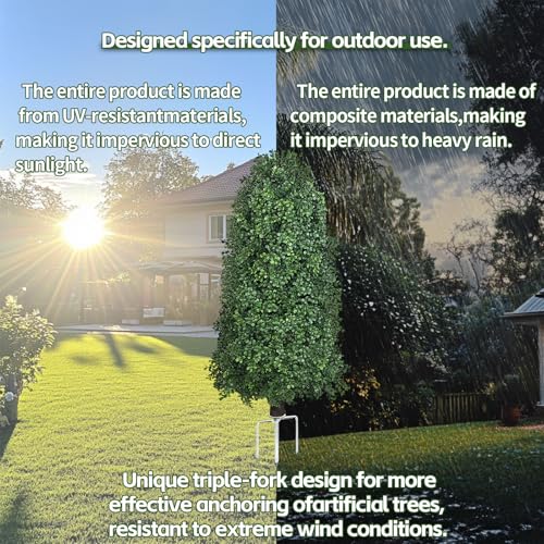 Image of Boxwood Topiary Bush -Artificial Topiary for Outdoors-Evergreen Plants Topiary Ball Tree UV-Resistant 2-Pack for Front Porch Garden Yard Balcony Decor