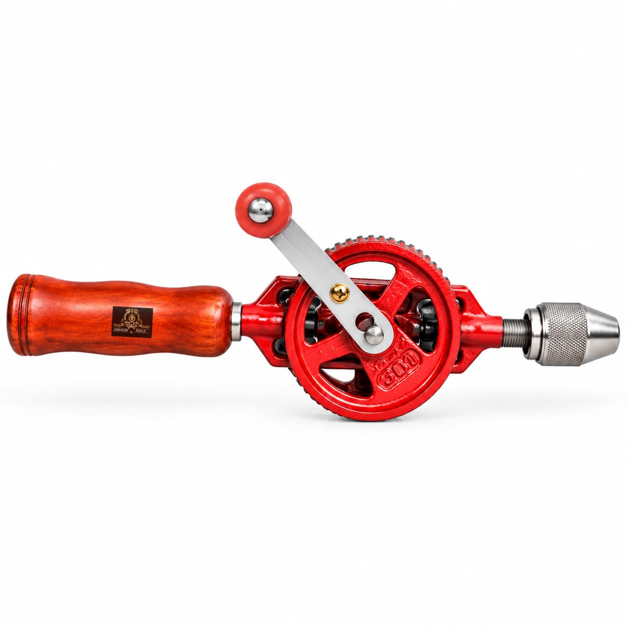 Johnson Tools Nahal 1/4" (6mm) Hand Drill Machine with Wooden Handle Ideal for Jewellery Making, Woodworking and DIY Use