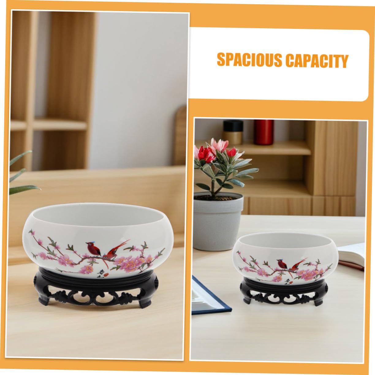 ORFOFE Ceramiczna Doniczka Lotosy z Podstawą Stojaka Hydroponiczna Porcelanowa Osłonka Kwiaty bez Otworów Dekoracyjna Do Sukulentów Do Wnętrz i