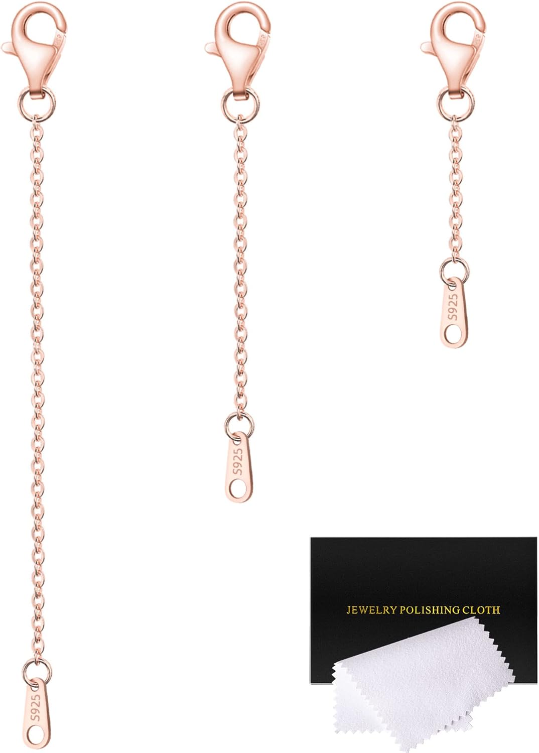 Extenders Chain Necklace Rose Gold Plated Sterling Silver Extender for Necklaces
