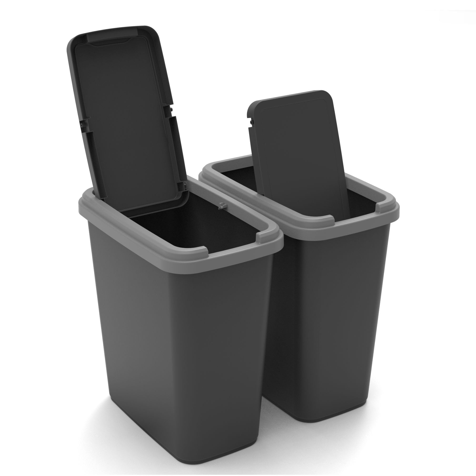 SUNDIS Green Bin, pattumiere per raccolta, 25L, rettangolare, in plastica riciclata, coperchio incernierato o fisso, con adesivi, per cucina, ufficio, lavanderia, garage, officina