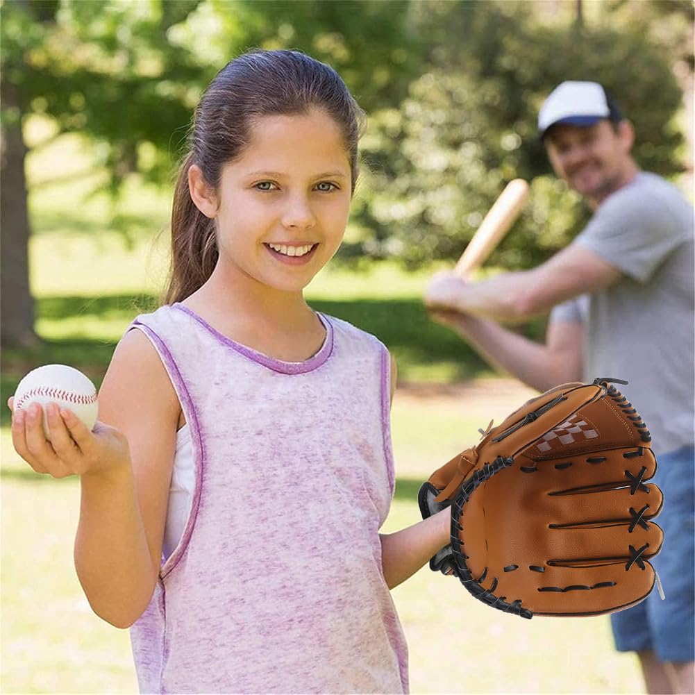 Gants de baseball - Gants de softball en cuir synthétique - Pour le sport et l'extérieur - Gauche - 11,5 pouces - Épaissir la sécurité - Absorption des chocs pour adolescents et adultes