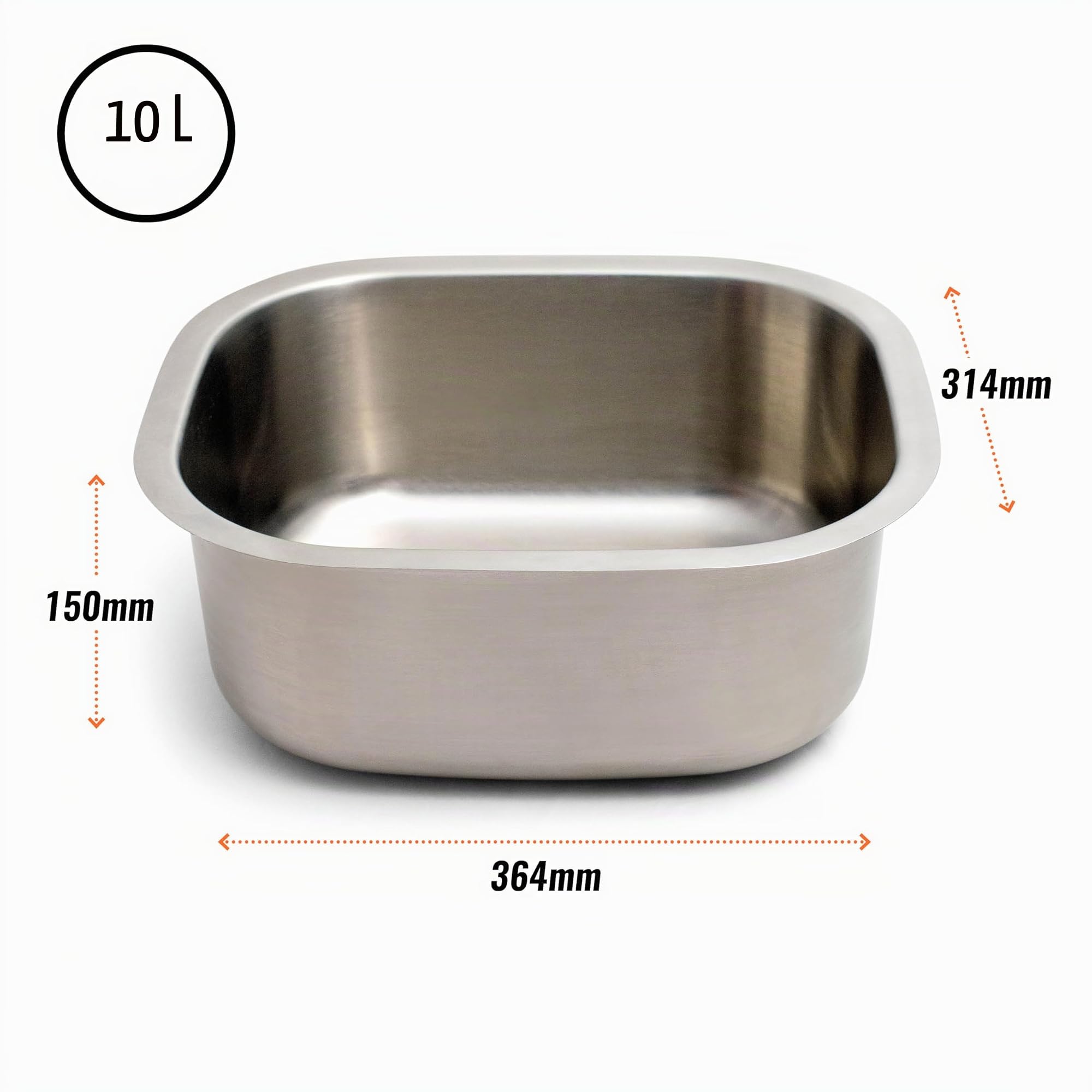 Elephant Box Bassine à vaisselle en acier inoxydable - Sans plastique - 10 litres