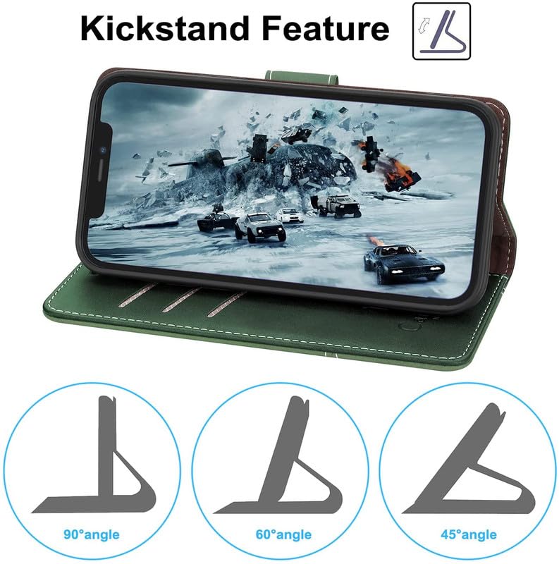 Image of ClickCase Trend Series for Motorola Moto G05 Leather Wallet Flip Case Magnetic Closure Flip Cover for Motorola Moto G05 (Olive Green)