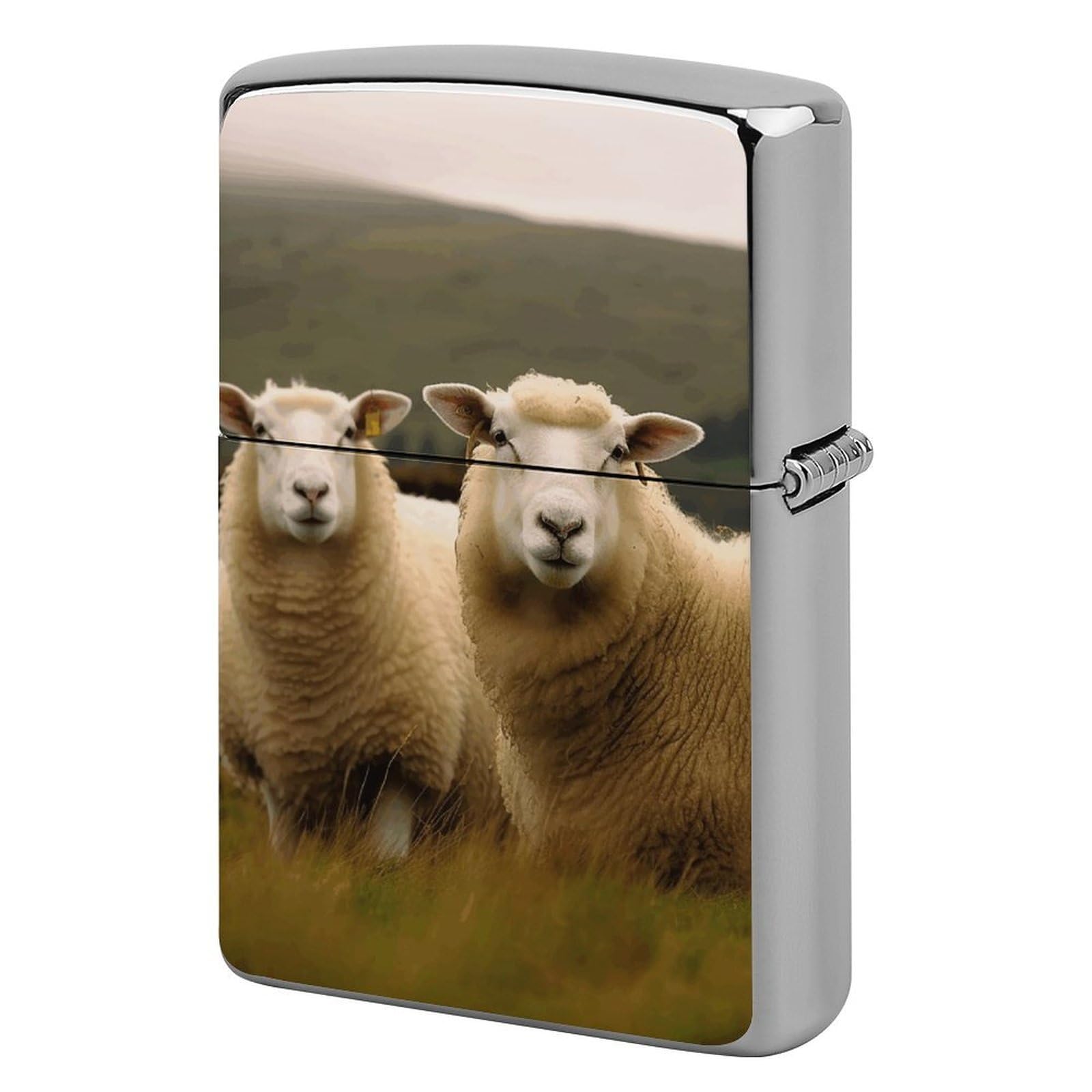 Two White Sheep Lighter Cover for Men, Personalized Lighter Case for Birthday Gift, Flip-Top Lighters Protective Cover, Portable Lighters Shell for Outdoor, Travel
