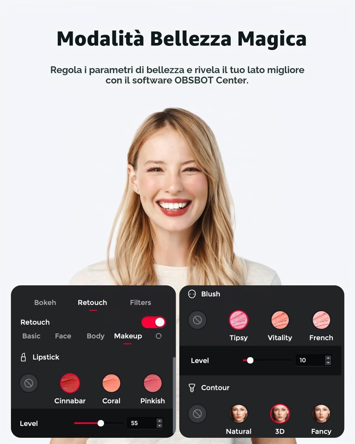 OBSBOT Meet 2 - Webcam 4K per PC con sensore da 1/2", Inquadratura e Autofocus AI,Modalità Bellezza, Leggero, HDR, Webcam con Microfono, 60 FPS,Web cam per streaming, riunioni, giochi, ecc
