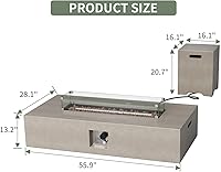 Vista 30 de COSIEST Juego de Mesa de Hoguera de Propano para Exteriores de 2 Piezas con Mesa para Tanque, Mesa de Fuego de 42" Certificada, 50,000 BTU con Base
