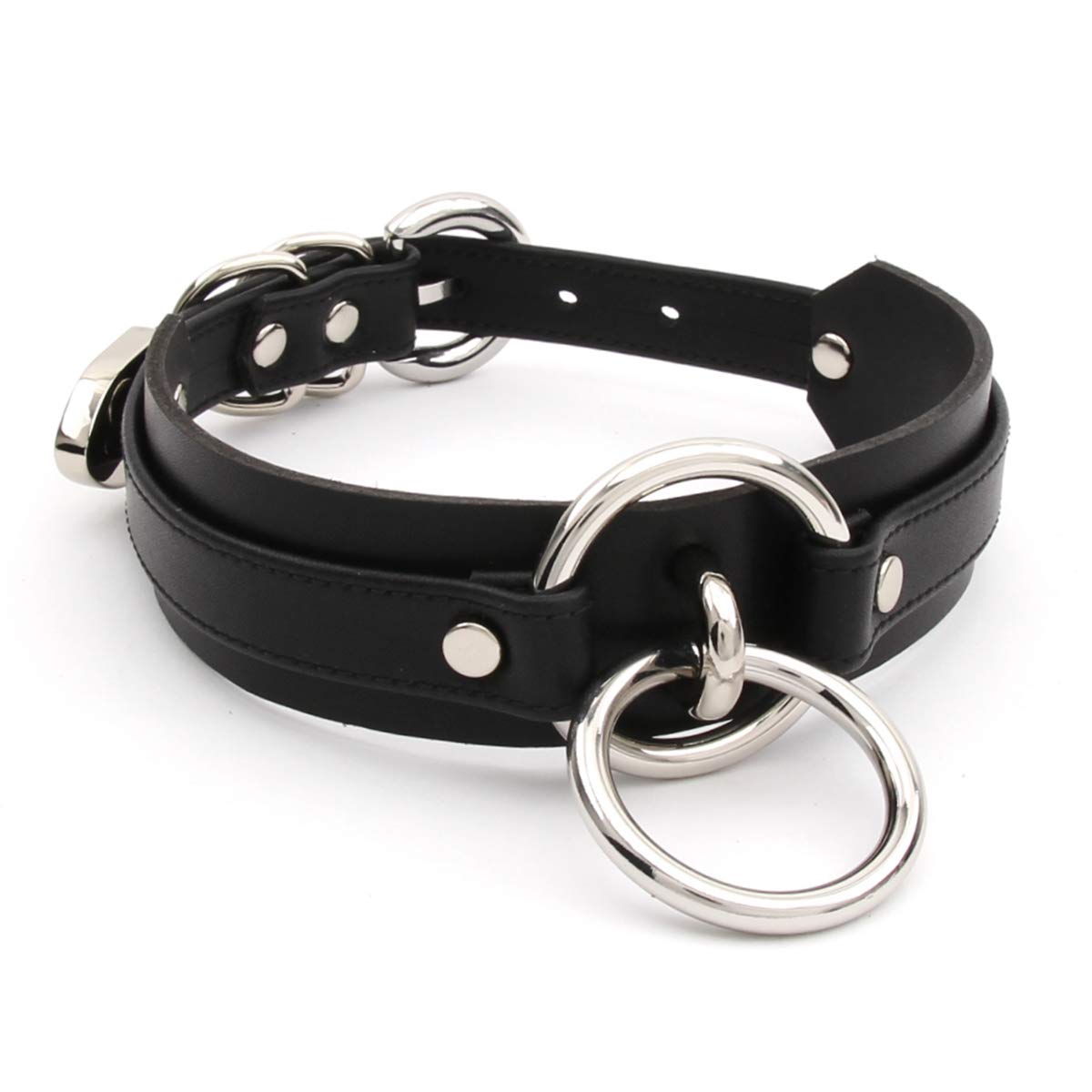 Colliers Ras du Cou en Cuir Artificiel avec Anneau Métal O Ring pour Femme