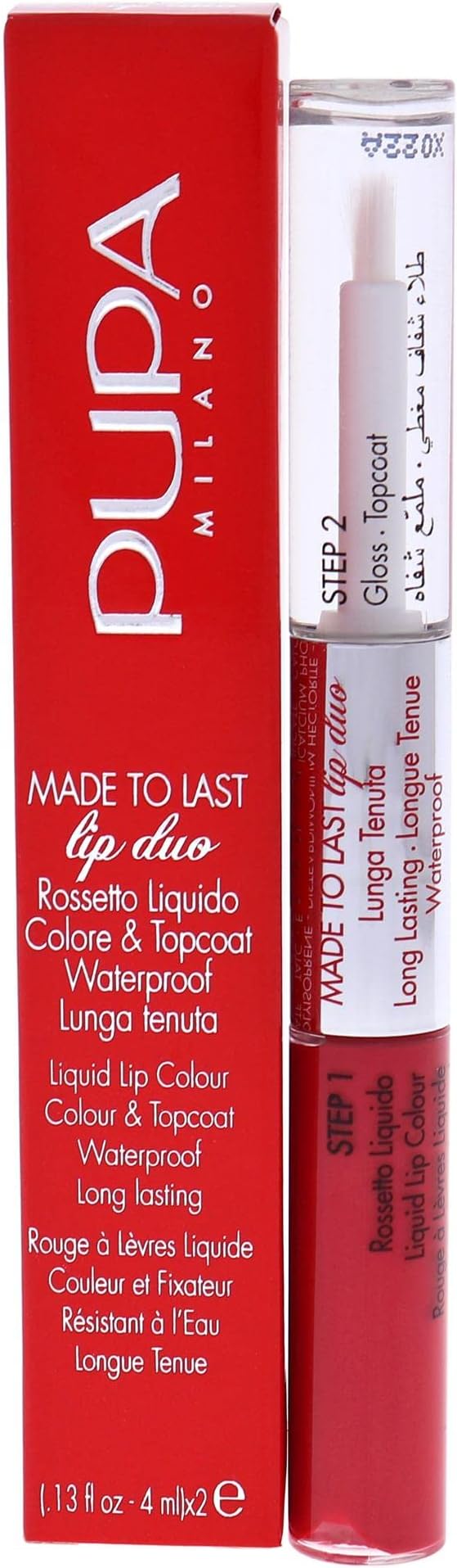 PupaMilano Made To Last Lip Duo - Smudge-Proof Lip Color And Gloss - Highly Pigmented Shades - One Swipe Color Payoff - Gives Unrivaled Glassy Effect - Long Lasting - 001 Hot Coral - 0.13 Oz