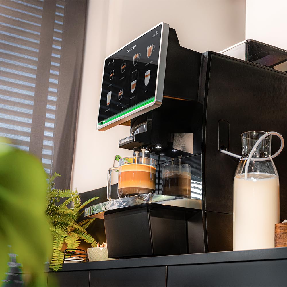 Cecotec Cafetera Superautomática Comercial Cremmaet Coffice. 2900W, Pantalla Táctil, Molido Uniforme, 1 Molinillo, 26 Bebidas, Depósito de Café en Grano 1Kg, Depósito de Agua de 2L