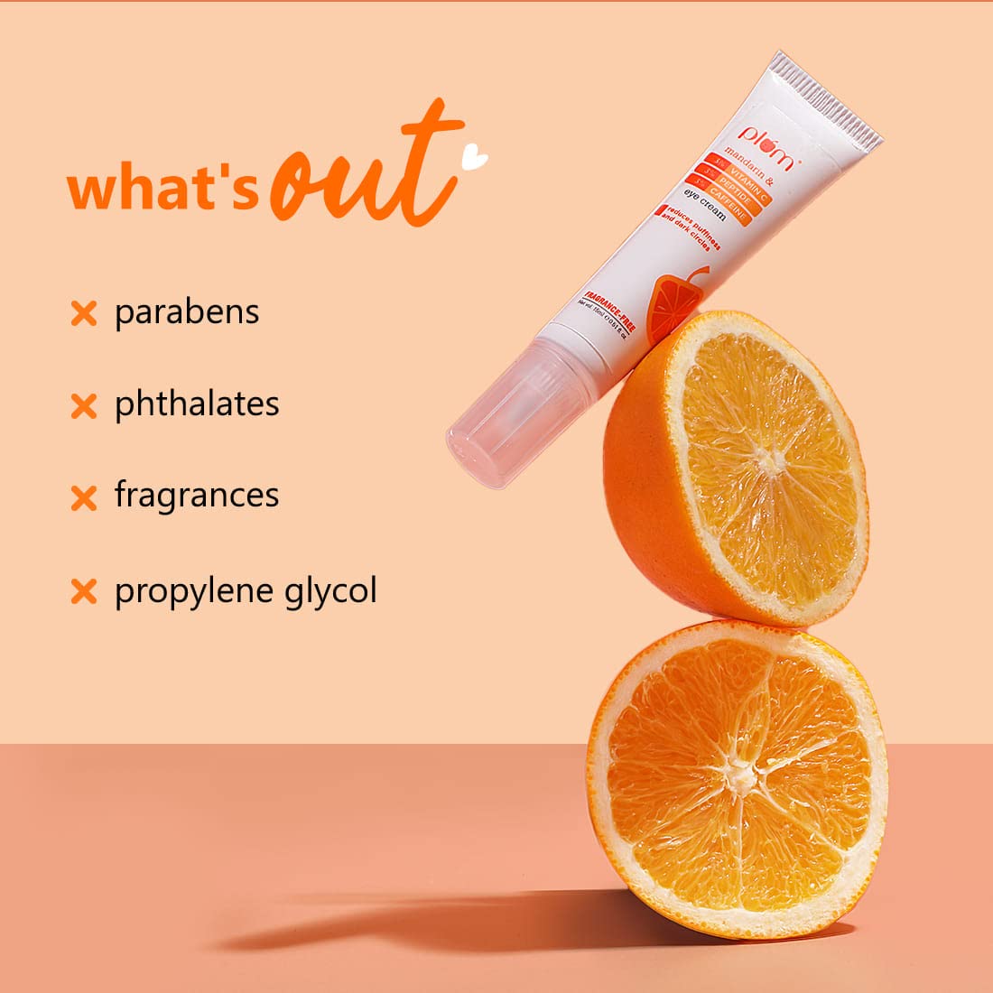 Plum 3% Vitamin C 3% Peptide & 3% Caffeine Eye Cream with Mandarin | Reduces Puffiness & Dark Circles | Improves Firmness & Elasticity| Reduces Fine Lines | Fragrance-Free | 100% Vegan 4