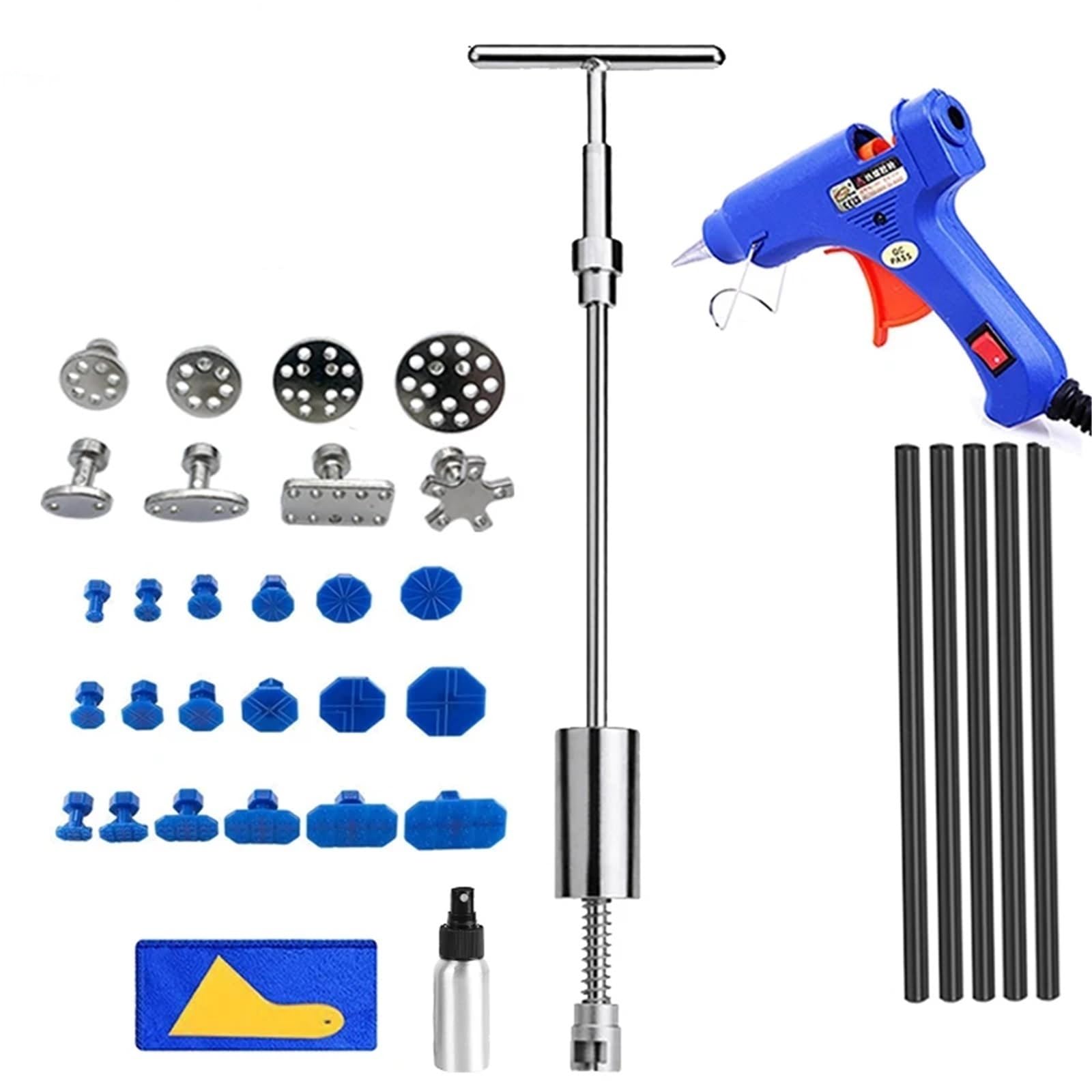 Auto Werkzeugset Autowerkzeug Karosserie-Dellenzieher Ausbeulwerkzeug for die Ausbeulreparatur ohne Lackierung Schieber Rückwärtshammer Saugnapf Autoreparatur Blechsatz(Color 1)