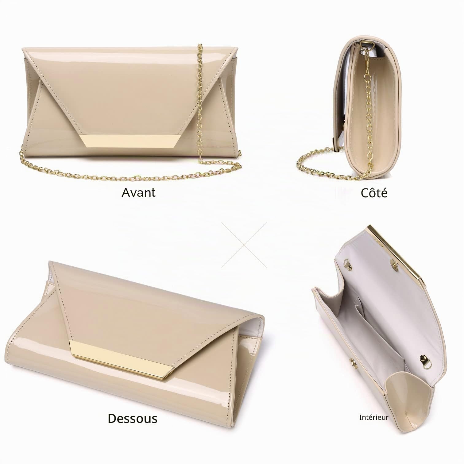 Pochette en cuir verni pour femme, sac à main élégant pour Noël, mariage, bal de fin d'année