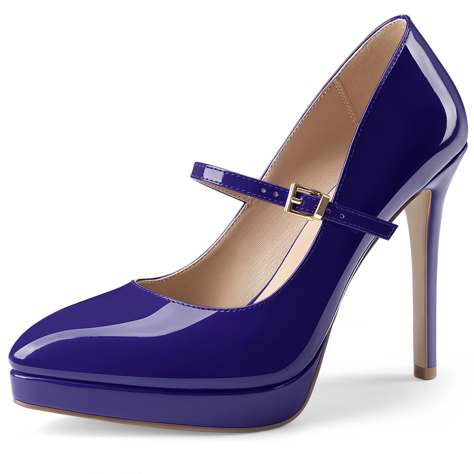 Oh Mispares Women’s Stiletto High Heels Thin Platform Styling Pointed Toe Mary Jane Style Summer Dress Pumps 5 inch Trendy Office Wear Shoes