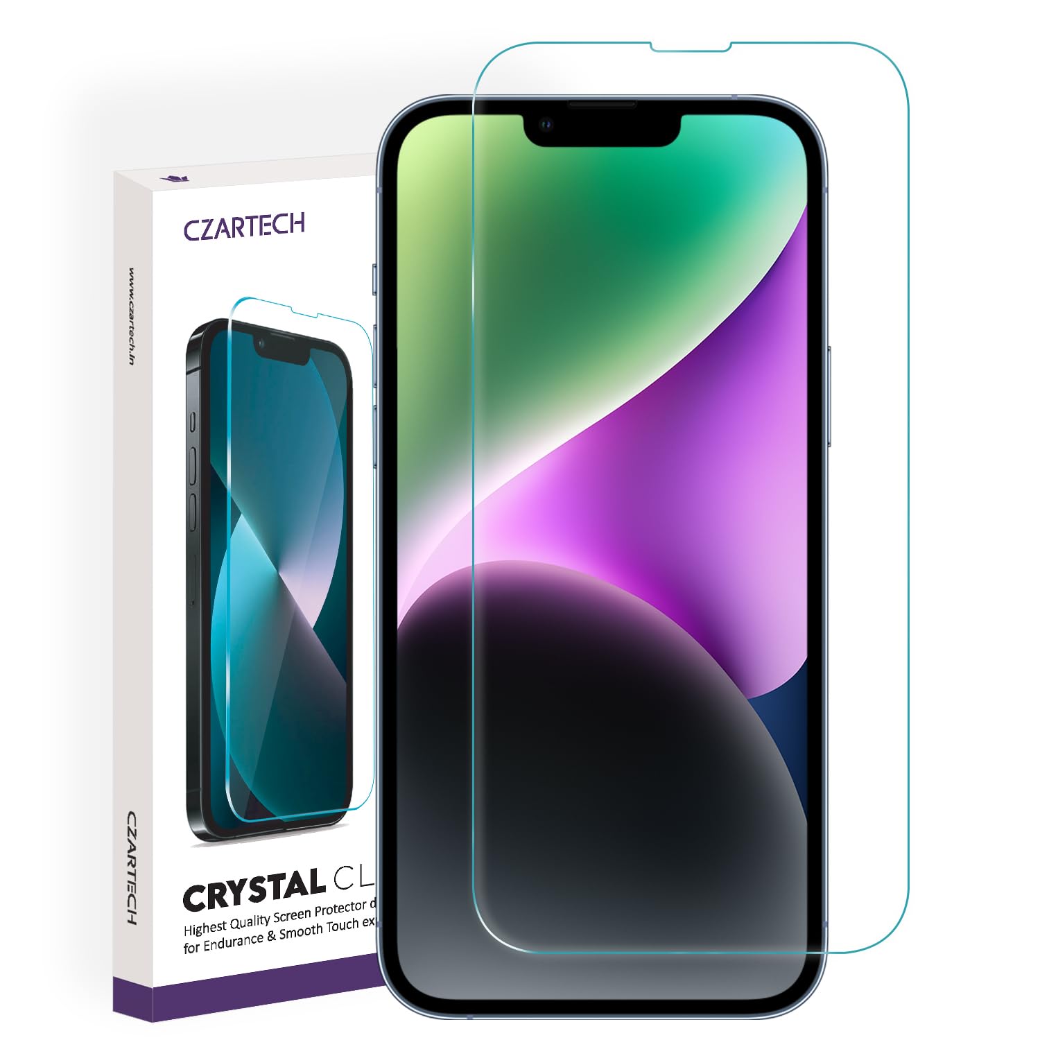 Czartech Tempered Glass Screen Guard compatible with iPhone 13 | iPhone 14 | iPhone 13 Pro with Easy Cleaning Kit (Pack of 1) (B09HHJ1XFB) Amazon Price History, Amazon Price Tracker