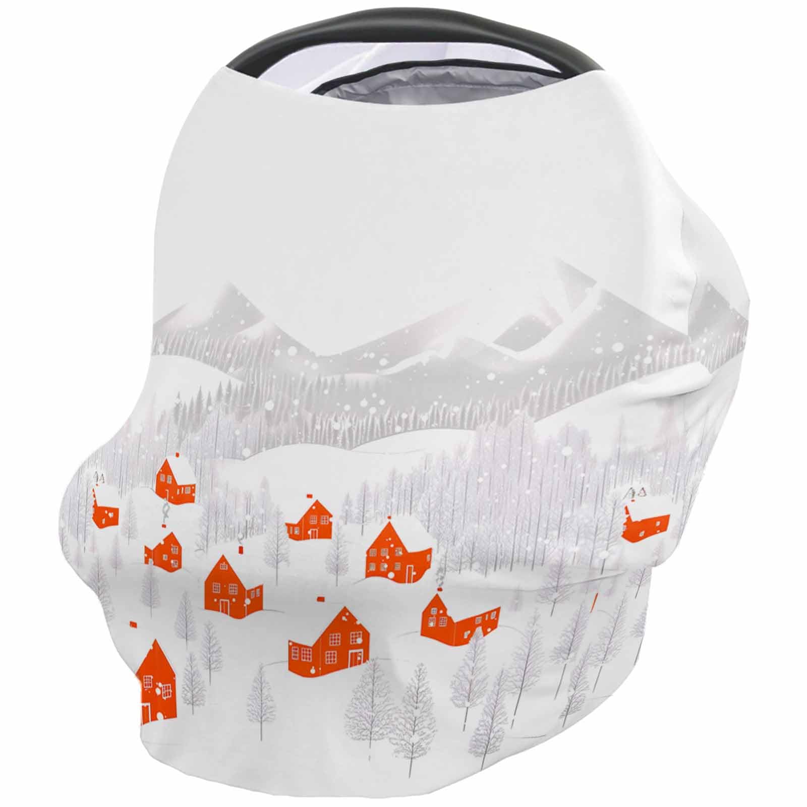 Nursing Cover for Breastfeeding Scarf, Orange Farmhouse White Line Minimalism Style Baby Car Covers Super Soft Multi Use for Canopy Shopping Cart Cover Blanket Stroller Cover