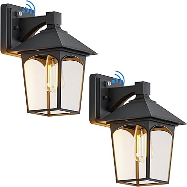 Dusk to Dawn Sensor Outdoor Wall Light Fixtures, 2-Pack Waterproof Outside Wall Lamp for Garage Doorway Entryway Patio Porch, House Exterior Wall Lantern Lighting, Outdoor Wall Lamp
