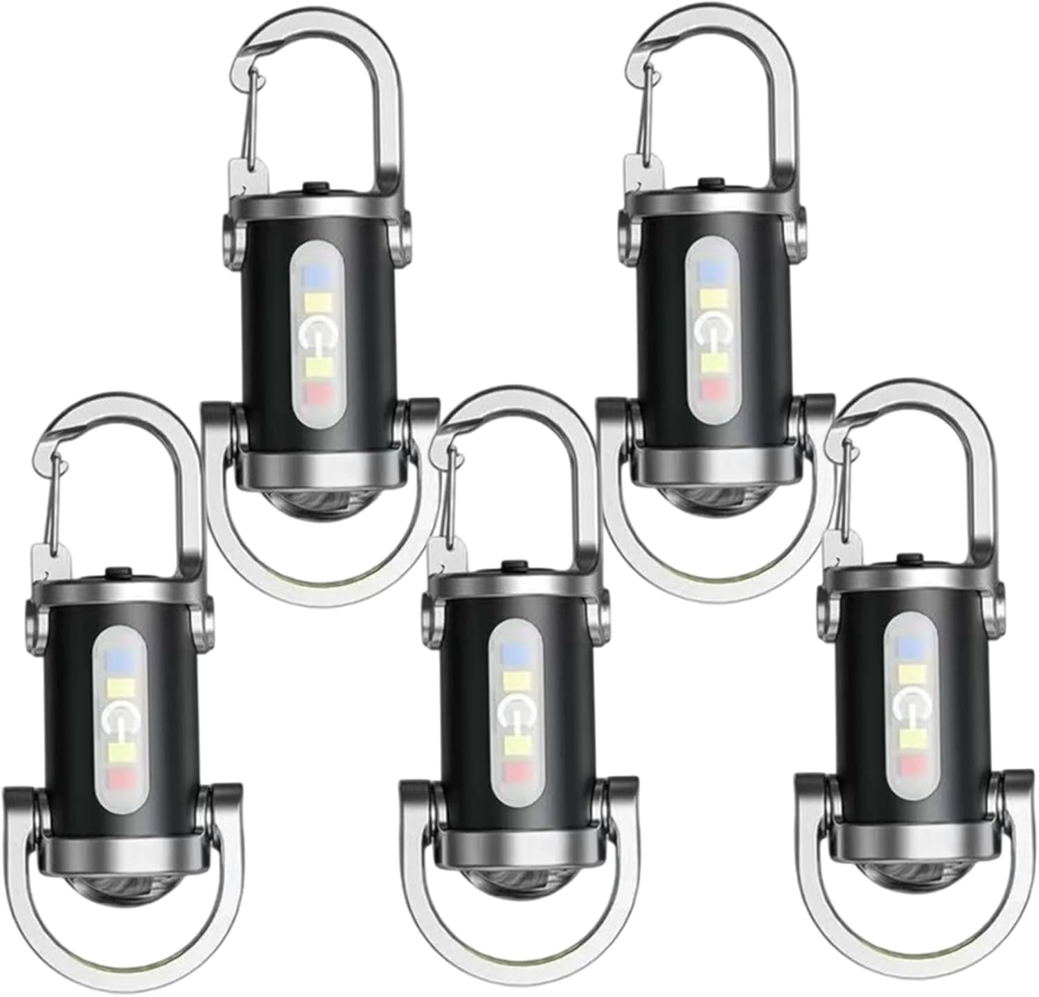 5PCS Rechargeable Keychain Flashlight 1200 Lumens Mini Portable Key Chain Light with 7 Lighting Modes Waterproof for Outdoor Camping Emergency Use