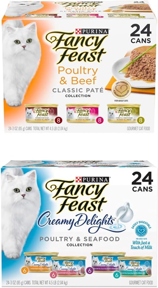 Grain Free Pate Wet Cat Food Variety Pack, Poultry & Beef Collection and Creamy Delights Poultry & Seafood Collection
