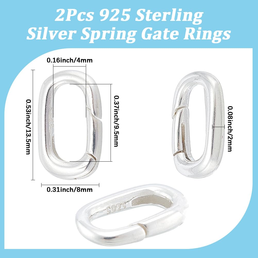 SUNNYCLUE 1 Doos 15Mm 925 Sterling Zilveren Lente Ringen Portemonnee Ring Clips Metalen Ronde Karabijnhaak Clip Sluitingen Portemonnee Trigger Snap Haken Gate O Ringen Bulk voor Sieraden Maken