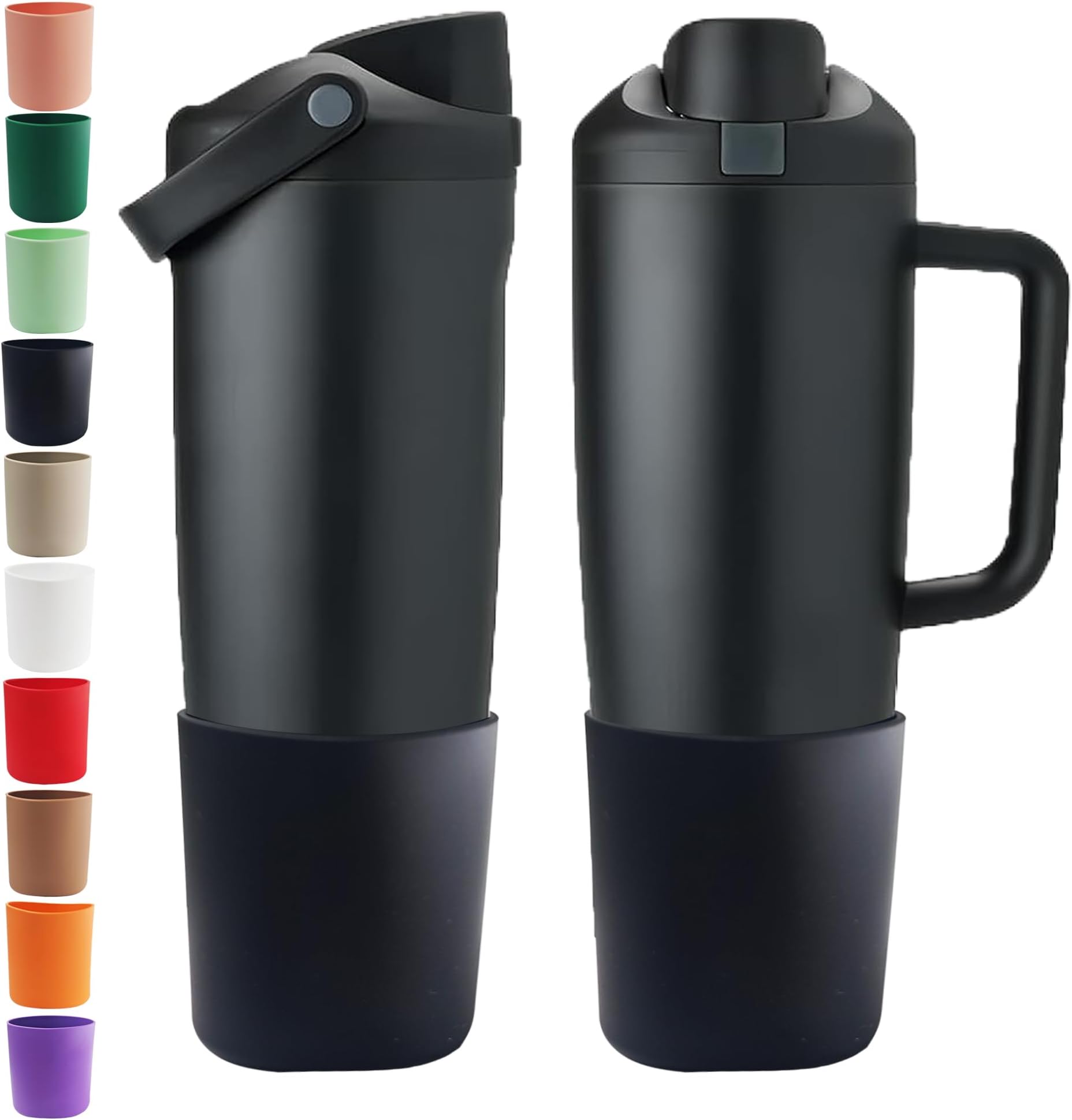 nine-tailed fox Silicone Boot Compatible with Owala 30oz & 40oz FreeSip Sway Bottles & Tumblers, Protective Anti-Slip Bottom Cover Sleeve for Freesip Sway Tumbler (Black, Tall-1PC)