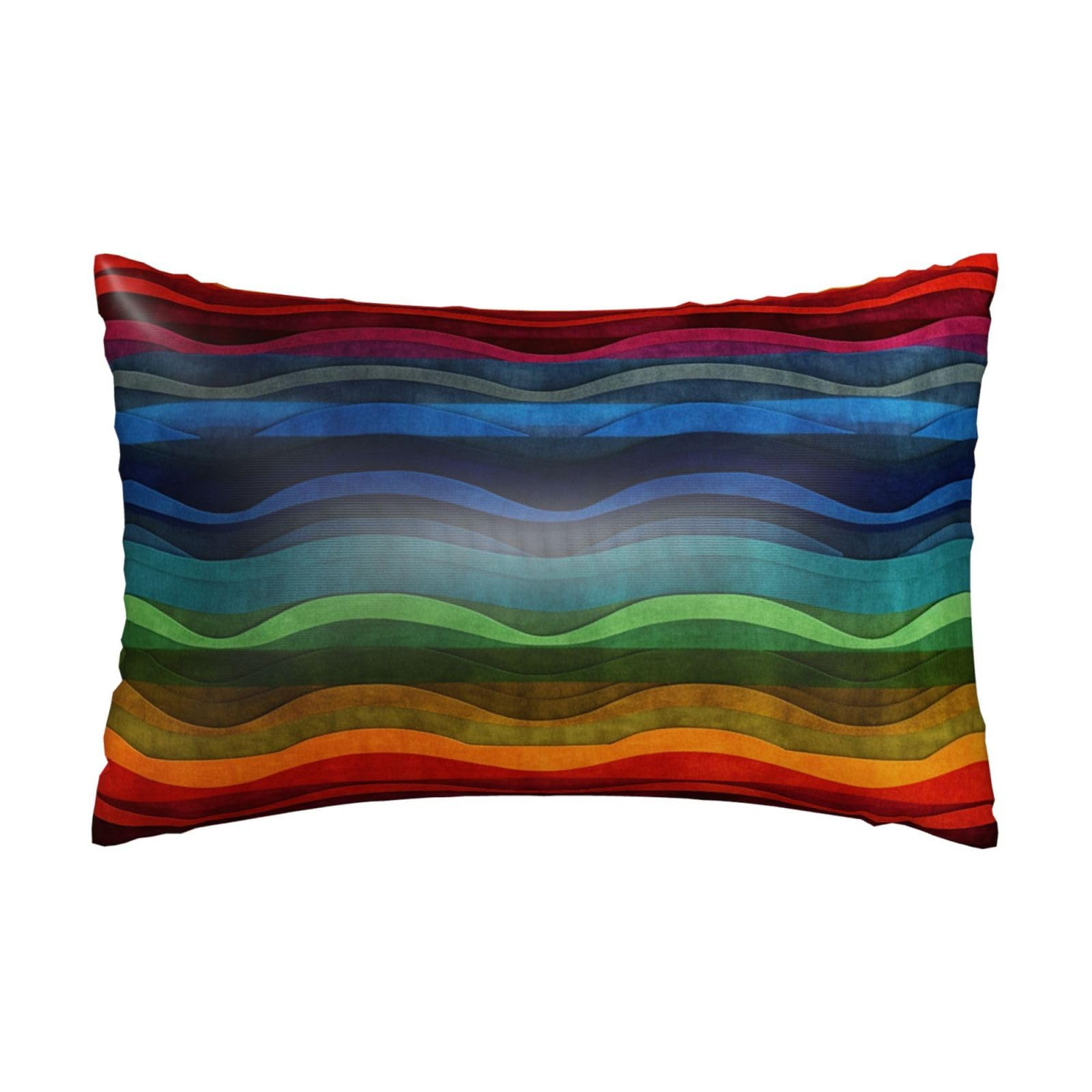 Satin Pillowcase for Hair and Skin, Rainbow Pillow Case Queen Size 20x30 Inches, Cooling Silky Pillowcases with Zipper Ultra Smooth and Soft Pillow Cover for Sleeping