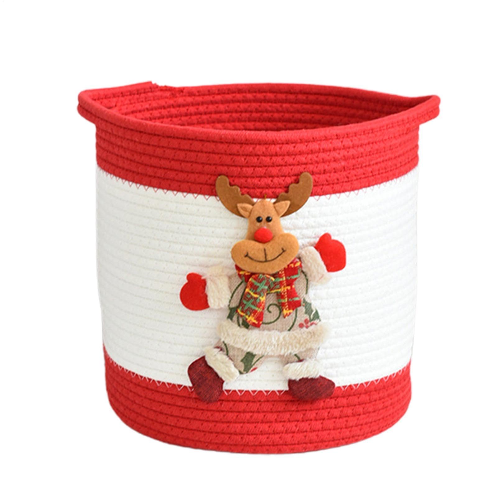 Cestas De Navidad Vacías Cesta Tejida Cuerda Almacenamiento Navideño