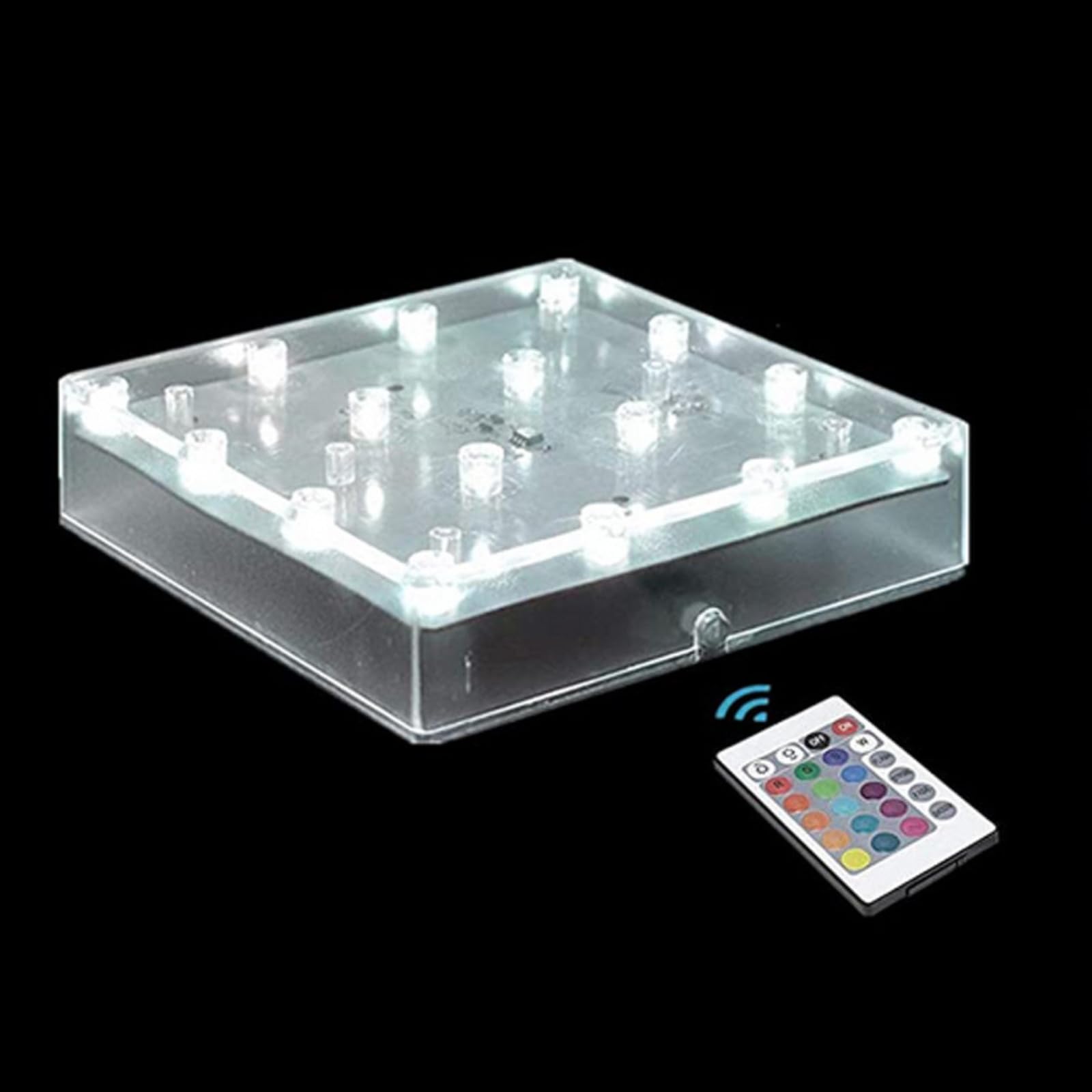 LARDUX 5 Inch Multicolor Square LED Light Bases with Remote, 16 Colors