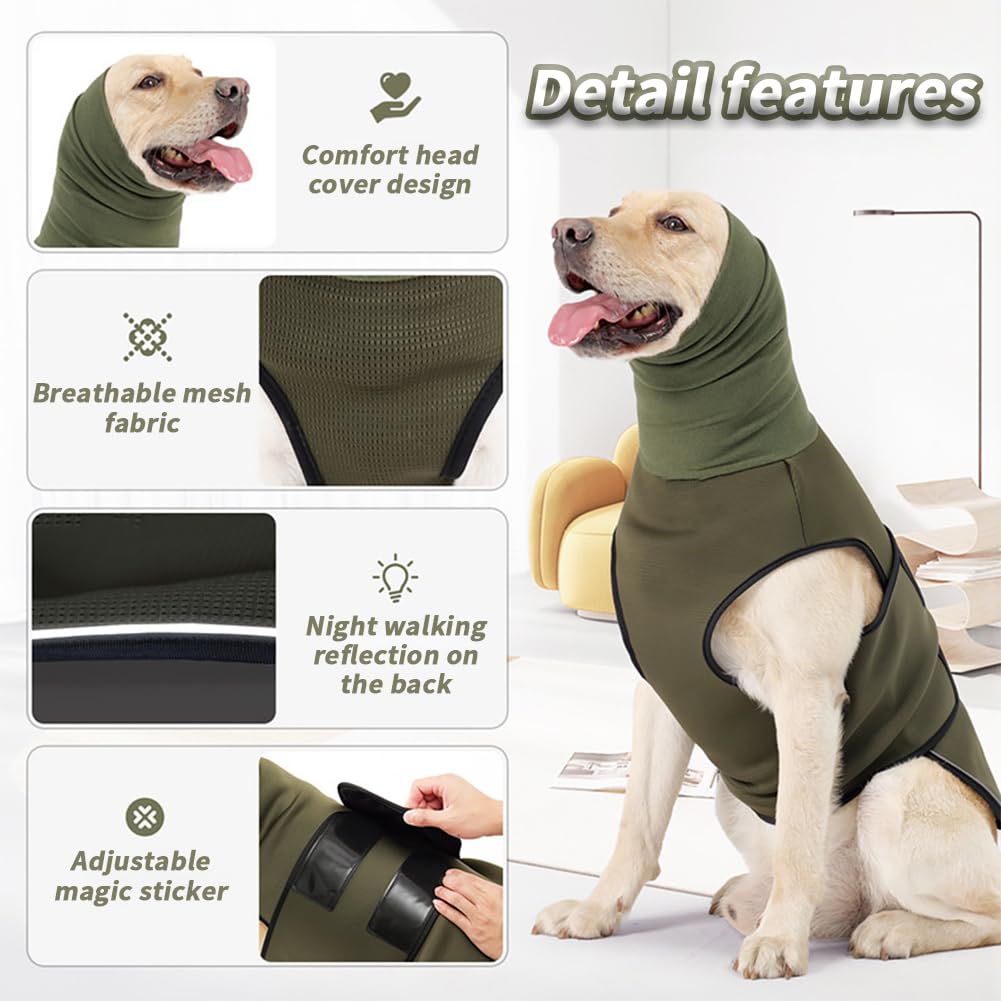 Angstlinderungsweste für Hunde, 2-in-1-atmungsaktives Hunde-Komforthemd gegen Angst, weiche Welpenjacke mit reflektierenden Streifen, angstberuhigender Mantel Navy blau S