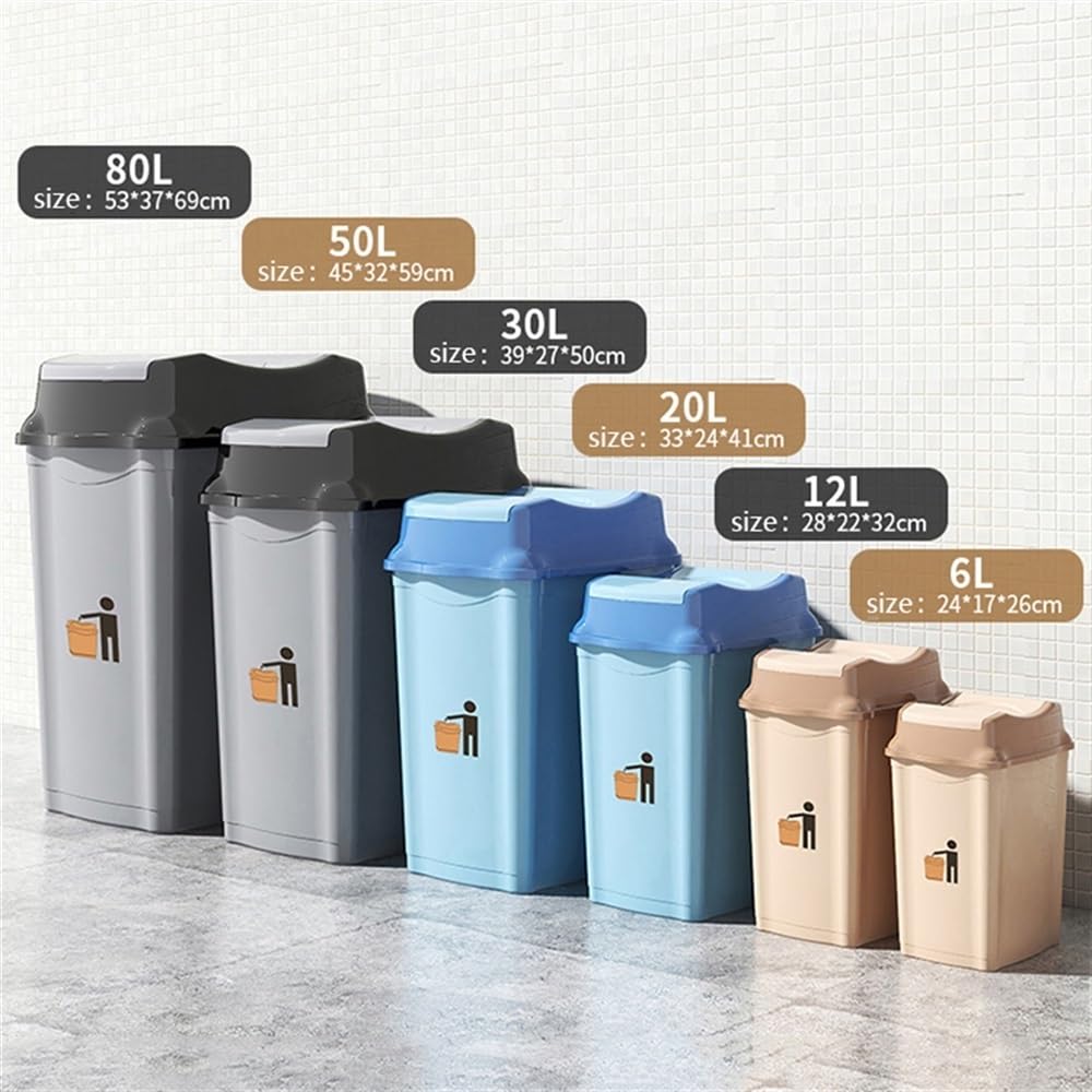 Kosz na śmieci Outdoor Trash Can Plastikowy kosz na śmieci z klapką, wyjmowany kosz na śmieci do kuchni i łazienki z klapką do użytku wewnątrz, na zewnątrz i komercyjny (szary, 50L)