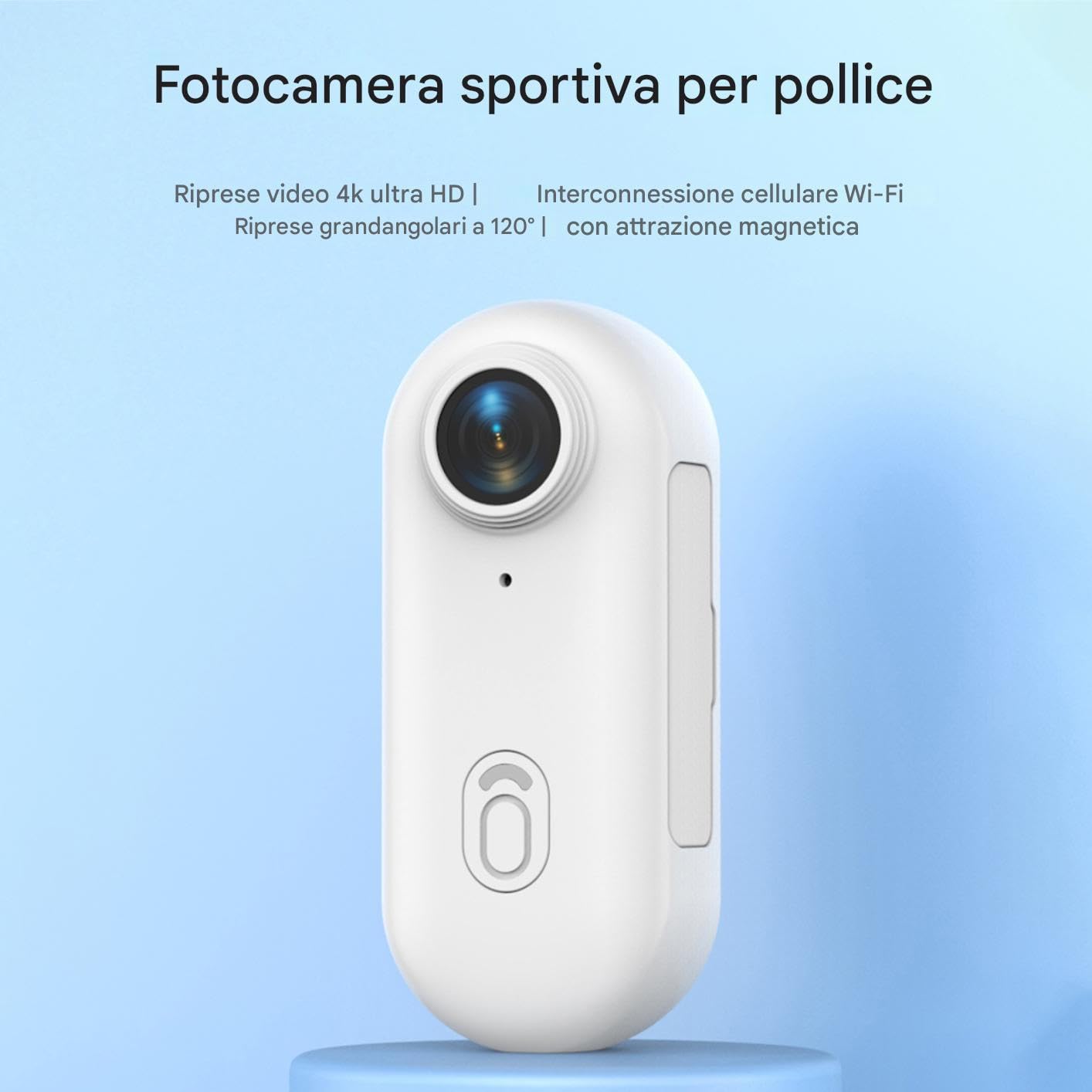 Gosnap 4k Thumb Action Camera ,Telecamera Con Registrazione Audio E Video | Action Cam Portatile | Impermeabile Con Clip Magnetica E 360° Per Ciclismo, Moto, Palestra, Escursionismo, Viaggi, Sport