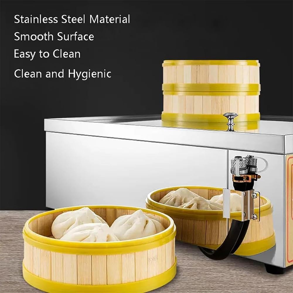 High Power Electric Steamer Bun Machine, 4000W Stainless Steel, Adjustable 30-110℃ Temperature, Water Filling Port, Dry Boiling Alarm, Ideal for Restaurants & Breakfast Shops